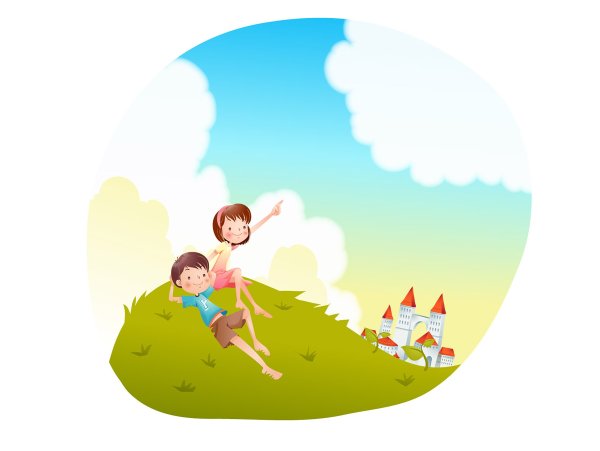 Мультяшные дети на природе