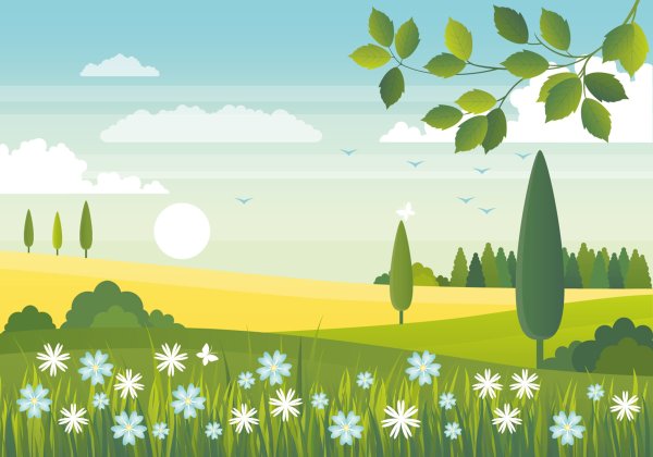 Летний векторный пейзаж