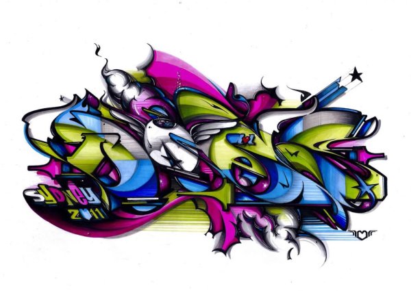 Граффити на белом фоне