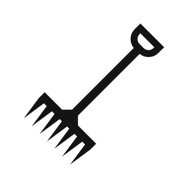 Значок лопата грабли