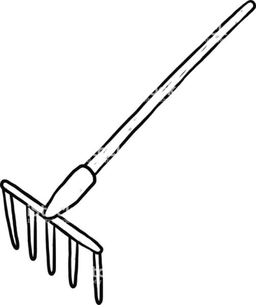 Грабли раскраска для детей