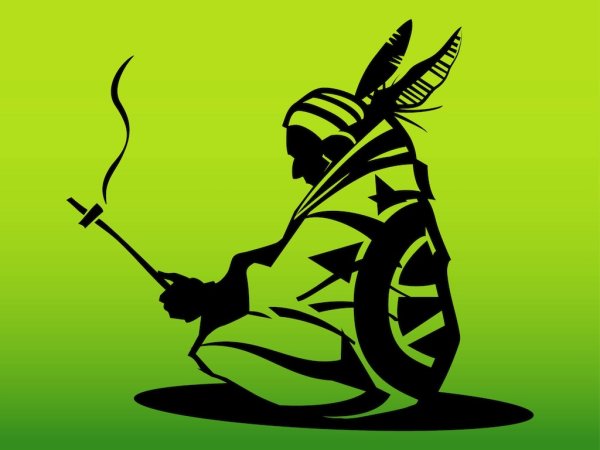 Индеец с трубкой вектор