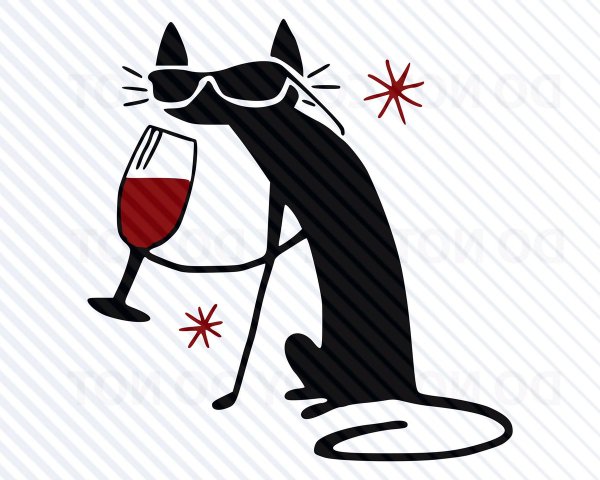 Кошка с бокалом