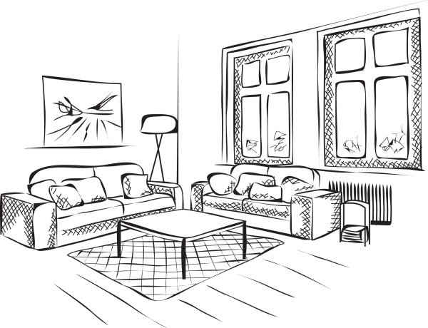Эскиз интерьера комнаты