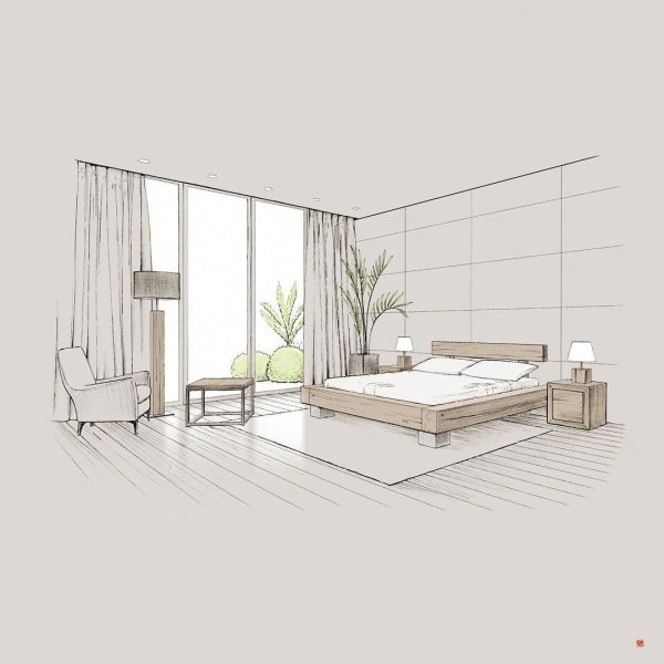 Минимализм интерьер скетч