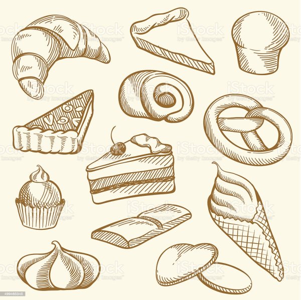 Нарисованная выпечка