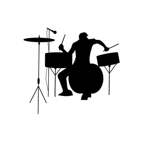 Силуэты музыкантов барабанщик