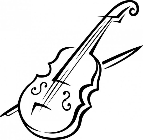 Скрипка силуэт на прозрачном фоне