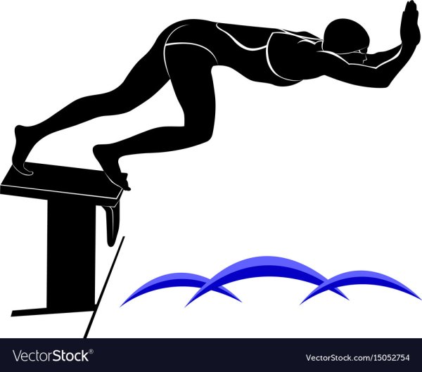 Силуэт пловца на старте