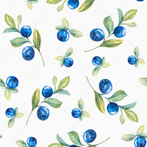 Черника Акварельная паттерн