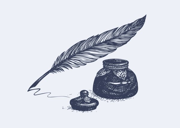 Гусиное перо и чернильница
