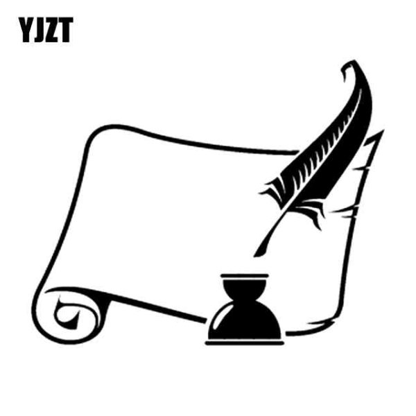 Перо и чернильница трафарет