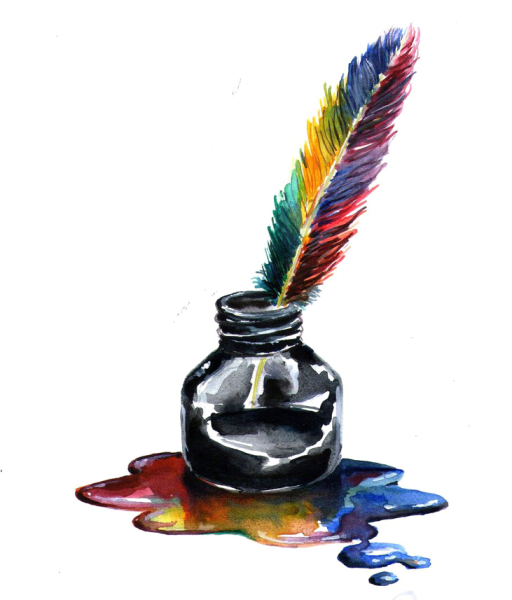 Баночка с чернилами и пером