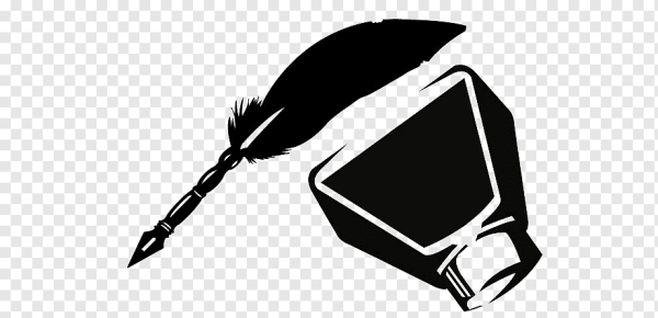 Перо и чернильница вектор