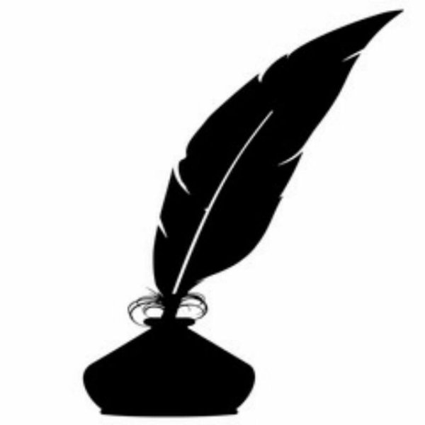 Перо и чернильница силуэт на прозрачном фоне