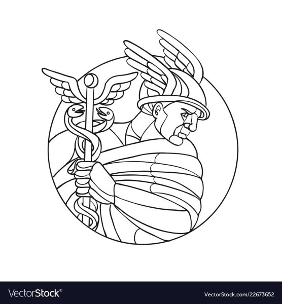 Бог Меркурий черно белый