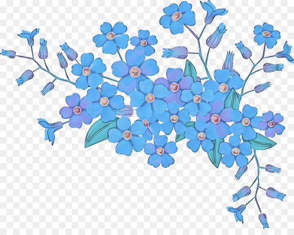 Голубые цветы на ветке