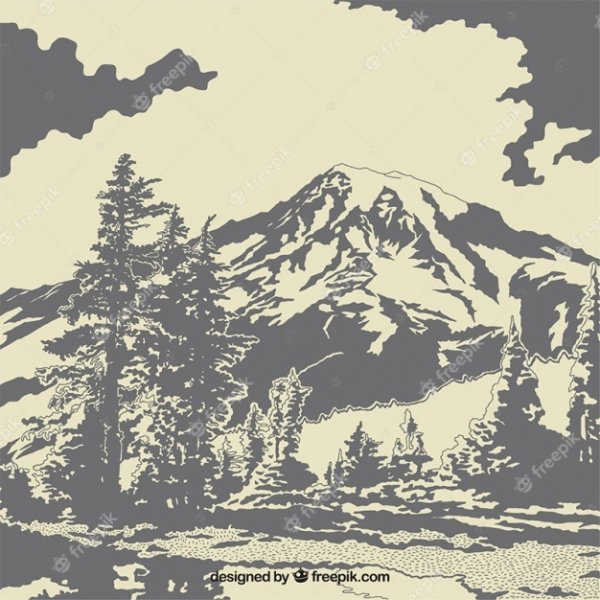 Горы гравюра вектор