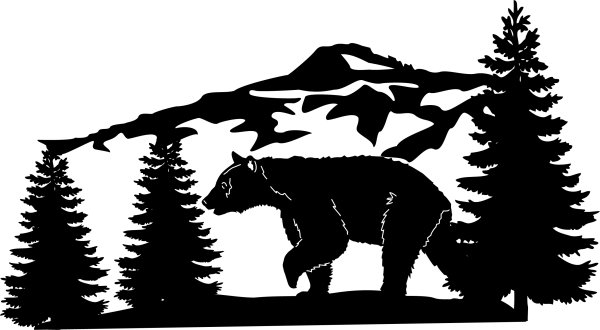 Силуэты гор и лесов