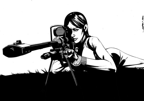 Наклейка девушка снайпер