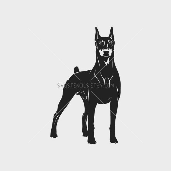 Трафарет тату добермана