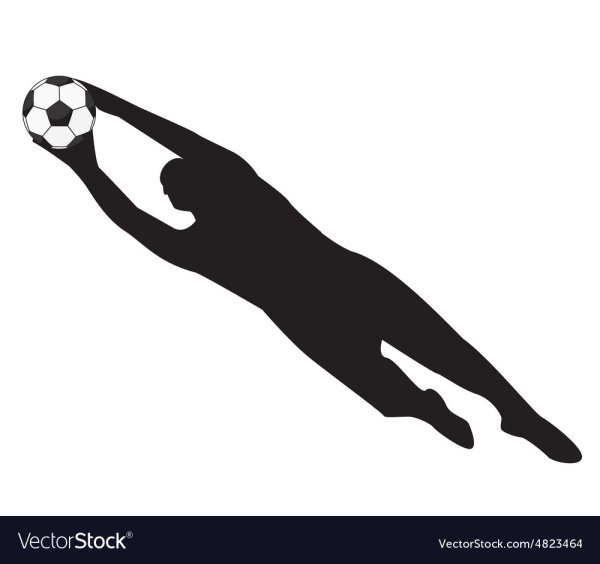 Футбольный вратарь в воротах силуэт