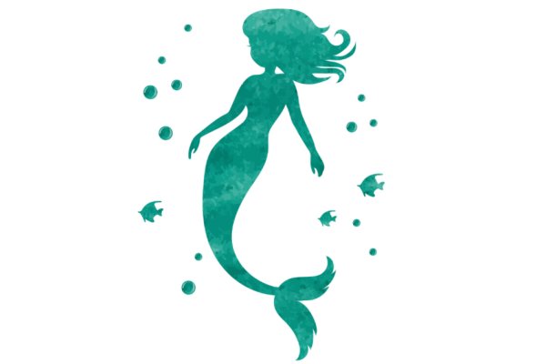 Русалка цветной силуэт