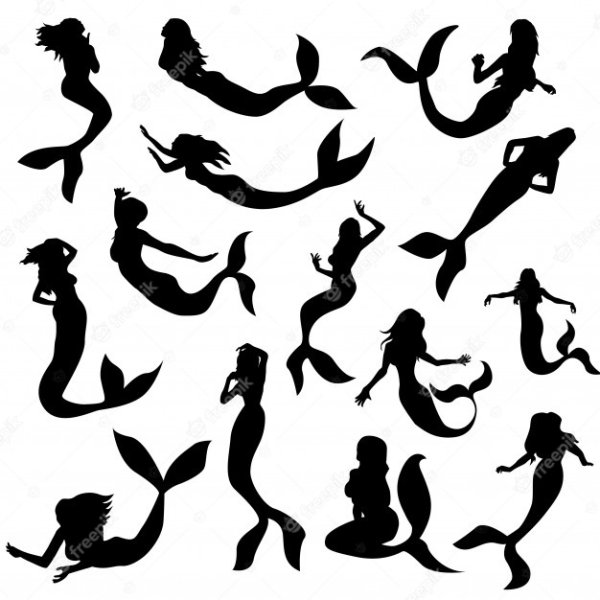 Силуэт плавающей русалки