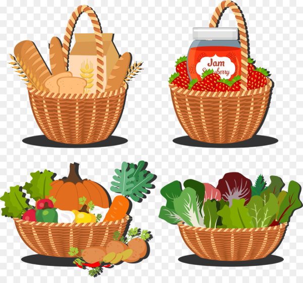 Корзинка с продуктами нарисованная