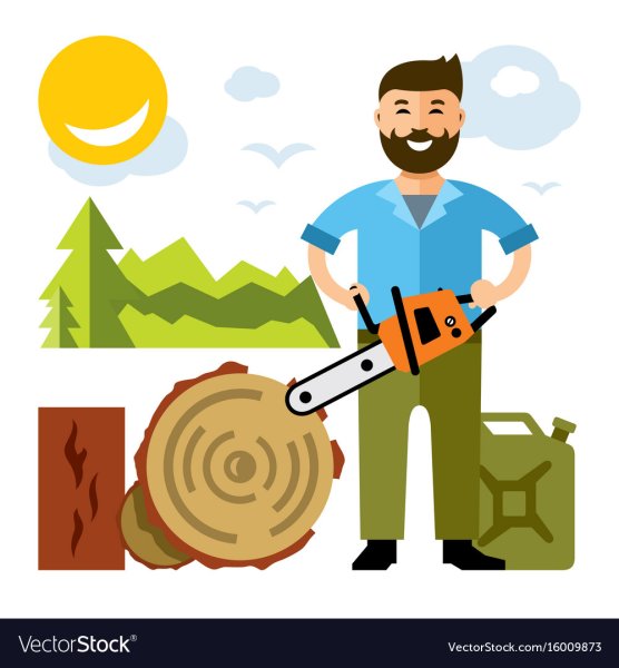 Лесоруб с бензопилой в векторе