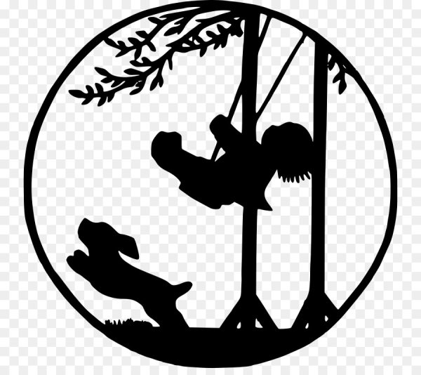 Ребенок на качелях силуэт