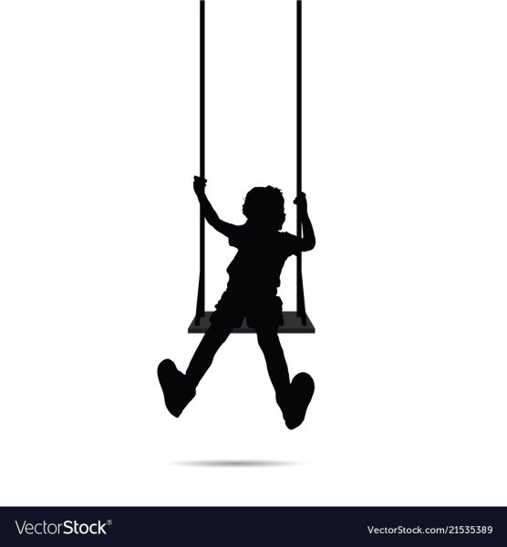 Ребенок на качелях силуэт