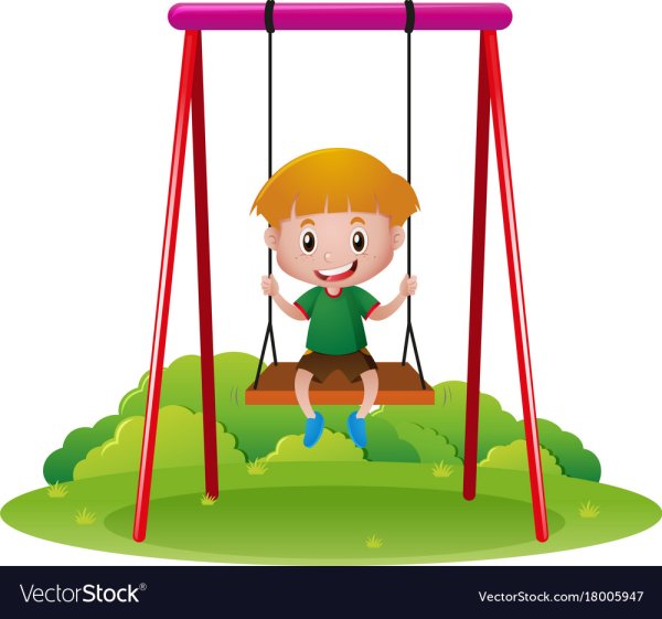 Мальчик качается на качелях