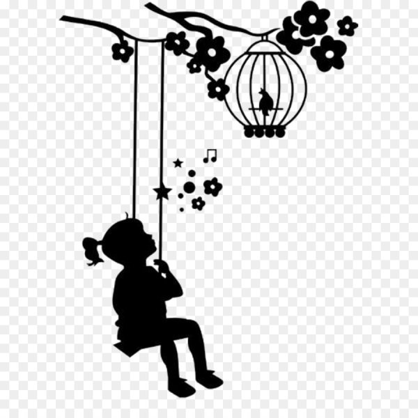 Ребенок на качелях силуэт