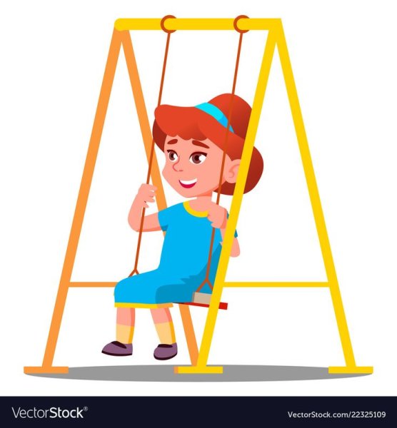 Дети на качелях вектор