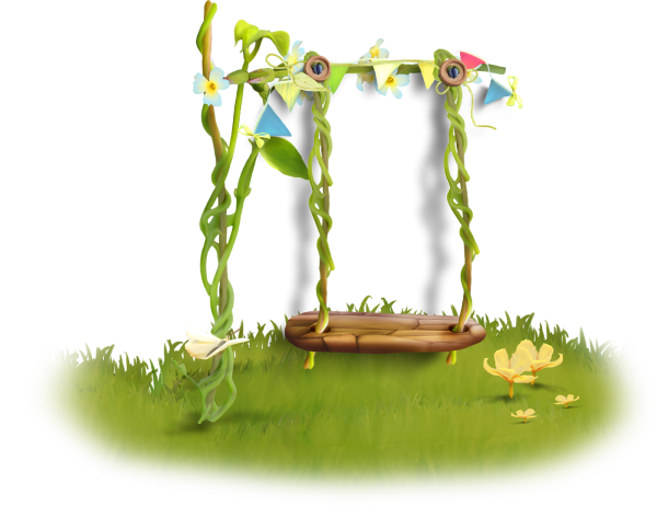 Сказочные качели на прозрачном фоне