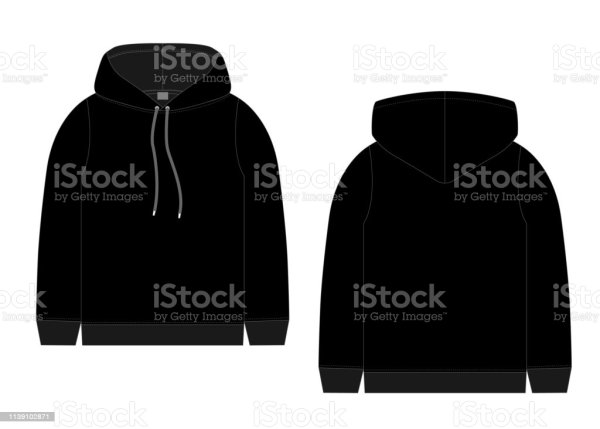 Черная толстовка спереди и сзади