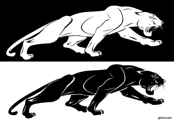 Пантера в прыжке тату