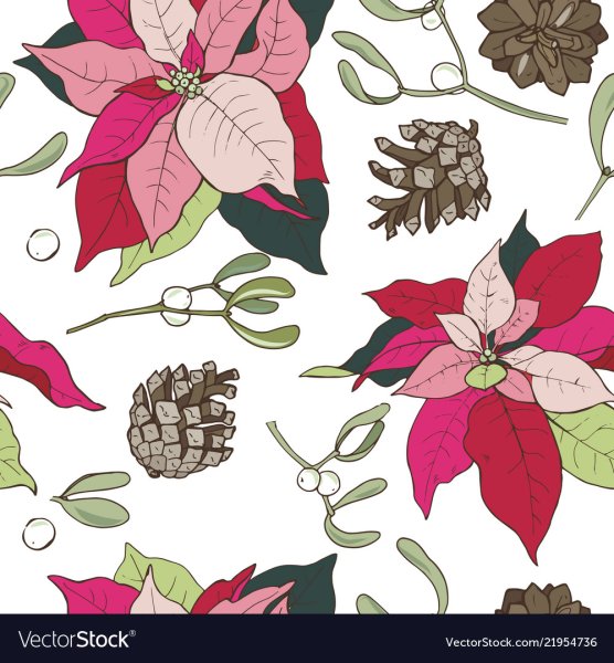 Пуансеттия в стиле флэт векторный клипарт