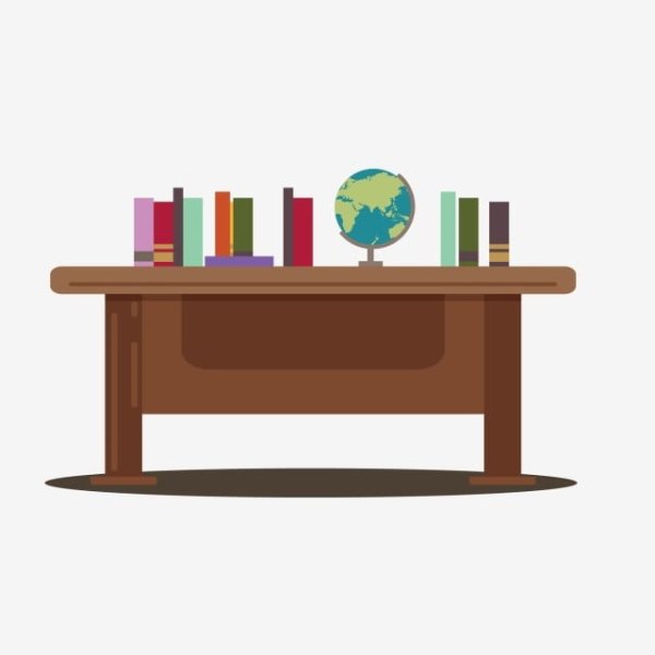 Учительский стол на прозрачном фоне