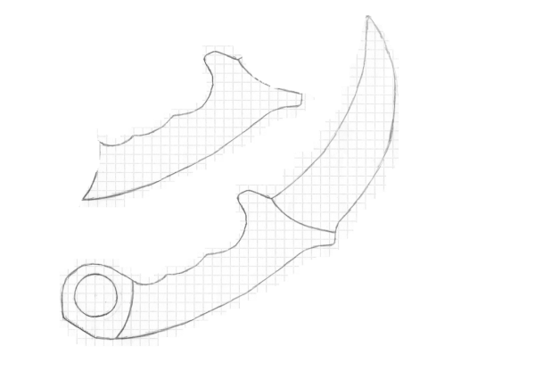 Чертёж ножа керамбит из КС го