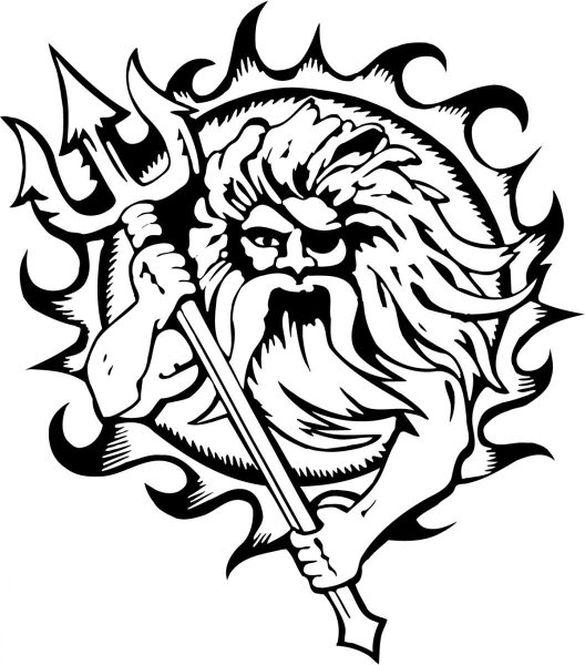 Татуировка Нептун с трезубцем