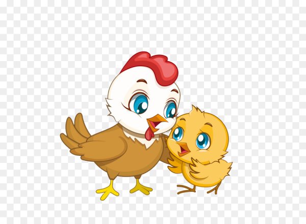 Курица с цыпленком мультяшный