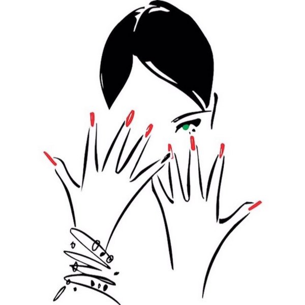 Маникюр с силуэтом девушки