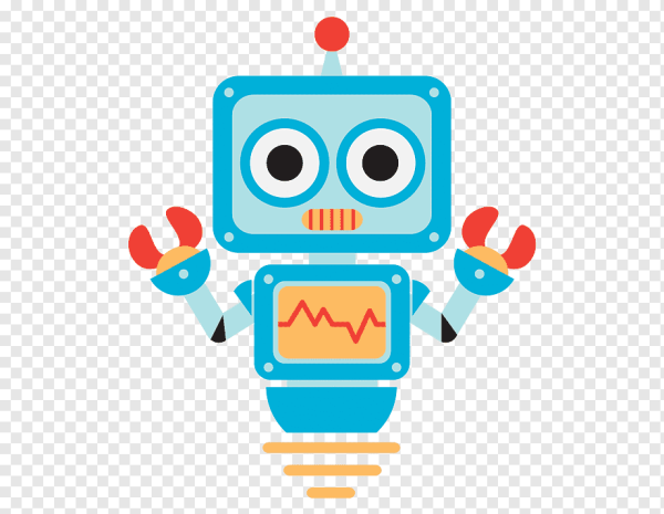 Робот мультяшный на белом фоне