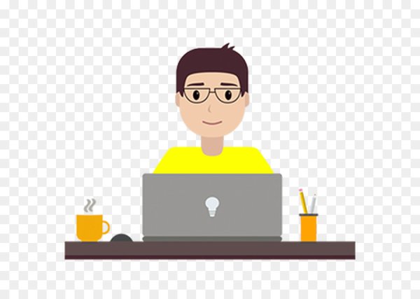 Иллюстрация человек за компьютером