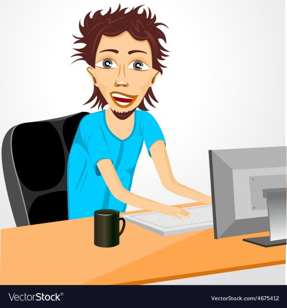 Довольный нарисованный программист