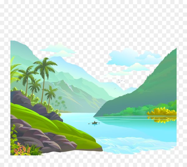 Горы озеро вектор