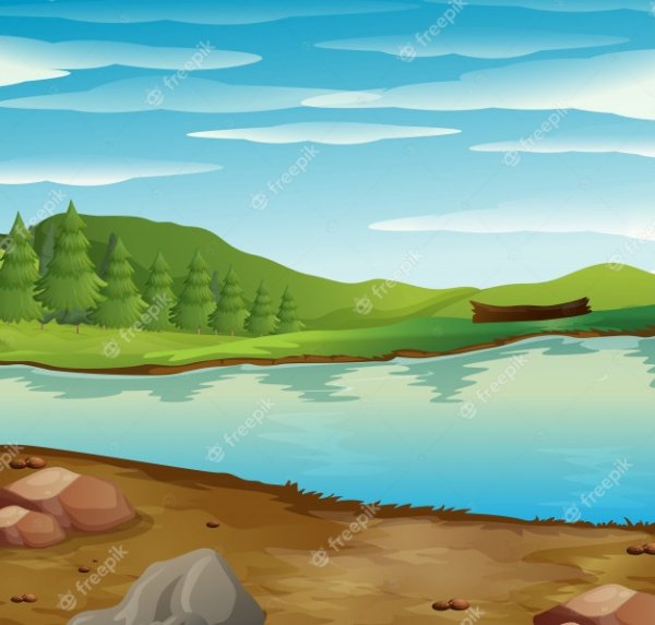 Векторная река с берегами