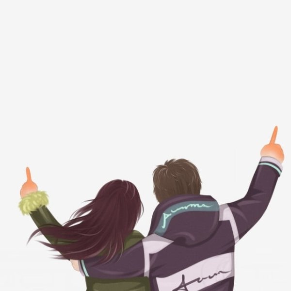 Девушка обнимает вектор